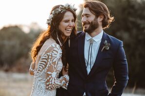 Bride and Groom Share a Golden Hour Laugh