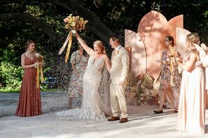 Ceremony Recessional Amid Cascade of Confetti at Casa Cartel in Austin, Texas