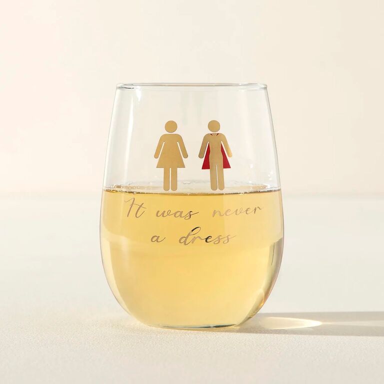 Empowering stemless wine glass Mother's Day gift idea for wife by Uncommon Goods. 