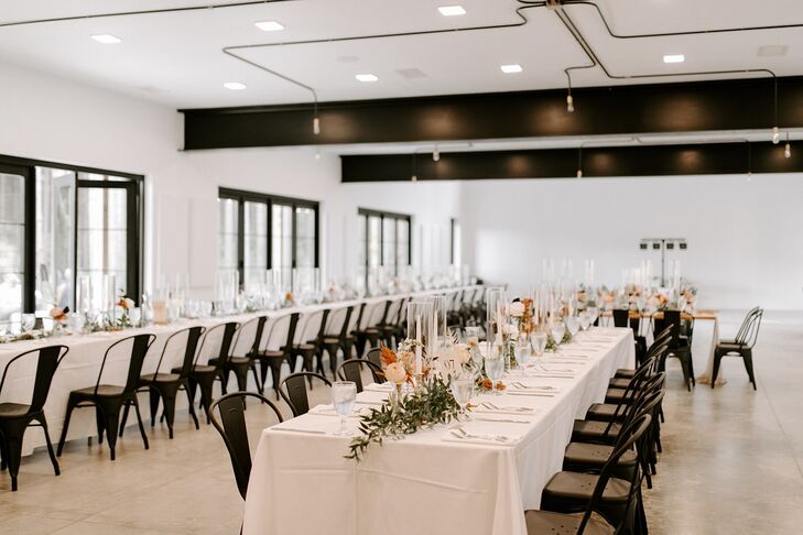 Modern, Neutral-Colored Reception at Pinewood Weddings And Events in Cambridge, Minnesota