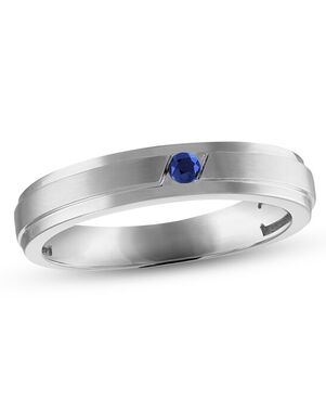 Kay Jewelers Men's Blue Sapphire Wedding Band 10K White Gold White Gold Wedding Ring