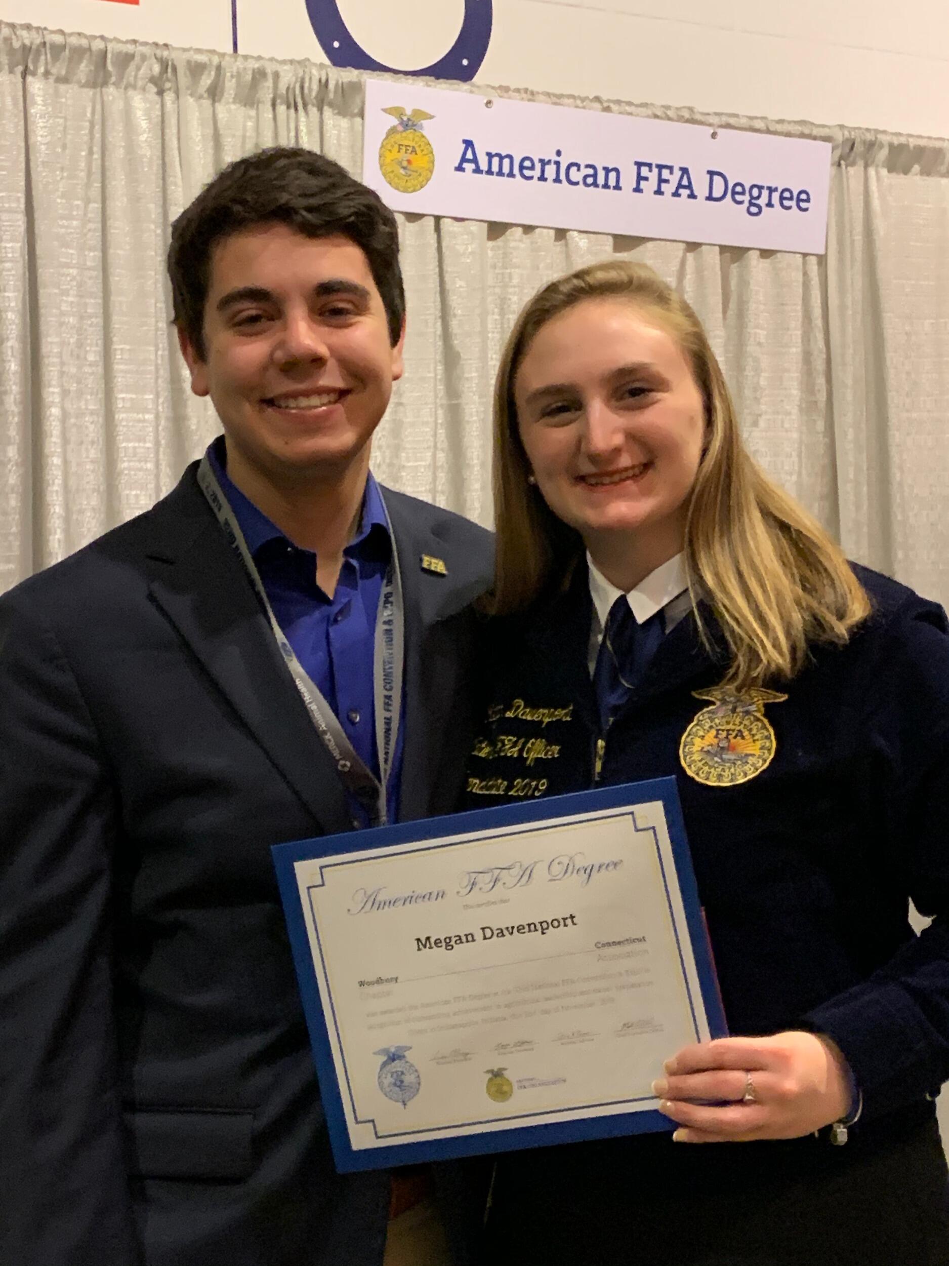 Evan surprising Megan in Indy helping celebrate her receiving her FFA American Degree at Nationals!