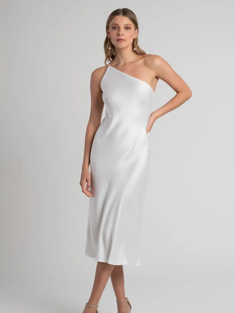 Ivory satin slip bachelorette dress from Jenny Yoo