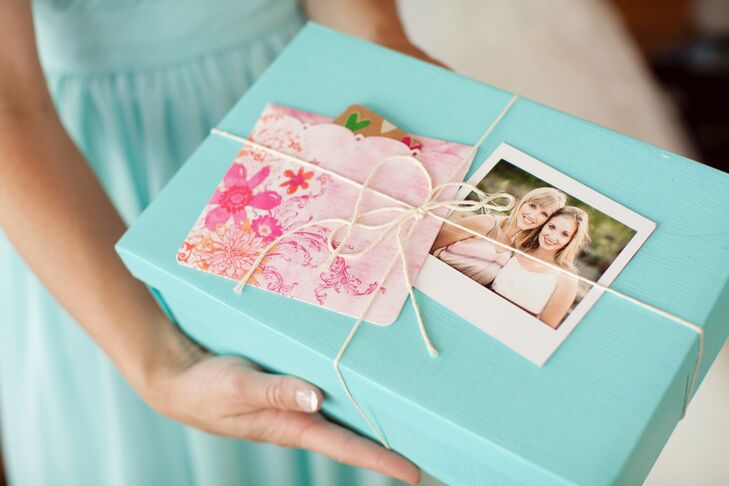 Aqua Wrapped Gift for the Bride
