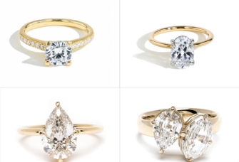 Collage of four yellow gold engagement ring
