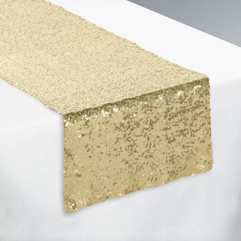 Gold sparkly table runner for beyonce bachelorette