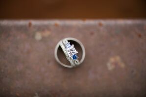 Silver Diamond Ring With Topaz