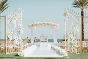 Glam White Mandap for Hindu Destination Wedding in Mexico