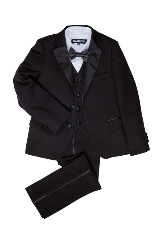 BLACKTIE "Kingston" Black Tuxedo (5-Piece Set) Flower Girl Dress and Ring Bearer Outfit - 7
