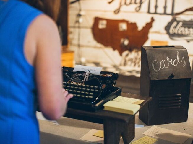 Guest writing on vintage typewriter