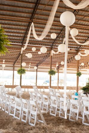 White Drapery and Paper-Lantern Barn Decor