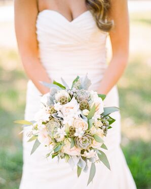 Pale Blue, Green and Ivory Bridal Bouquet