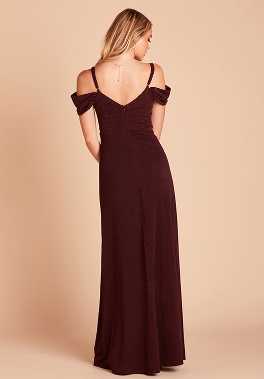 Birdy Grey Dev Crepe Dress Cabernet V-Neck Bridesmaid Dress - 3