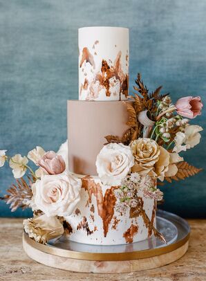 Cowhide Three-Tier Wedding Cake for Rustic California Wedding