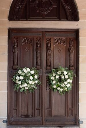 Fresh Greenery and White Rose Wreaths