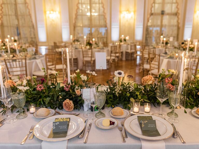 Michael Mendieta's wedding reception tables with stationery