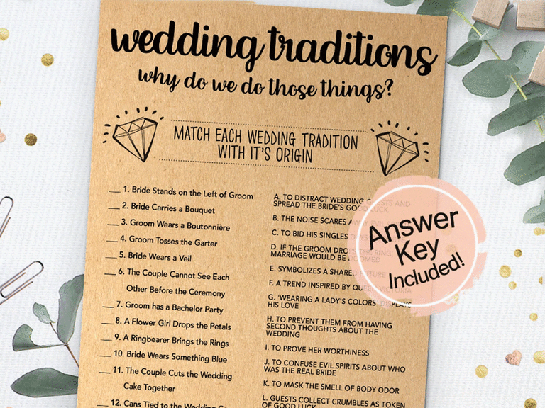 Wedding traditions game for reception. 