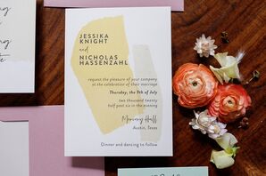 Modern Yellow Invitations for Wedding at Casa Cartel in Austin, Texas