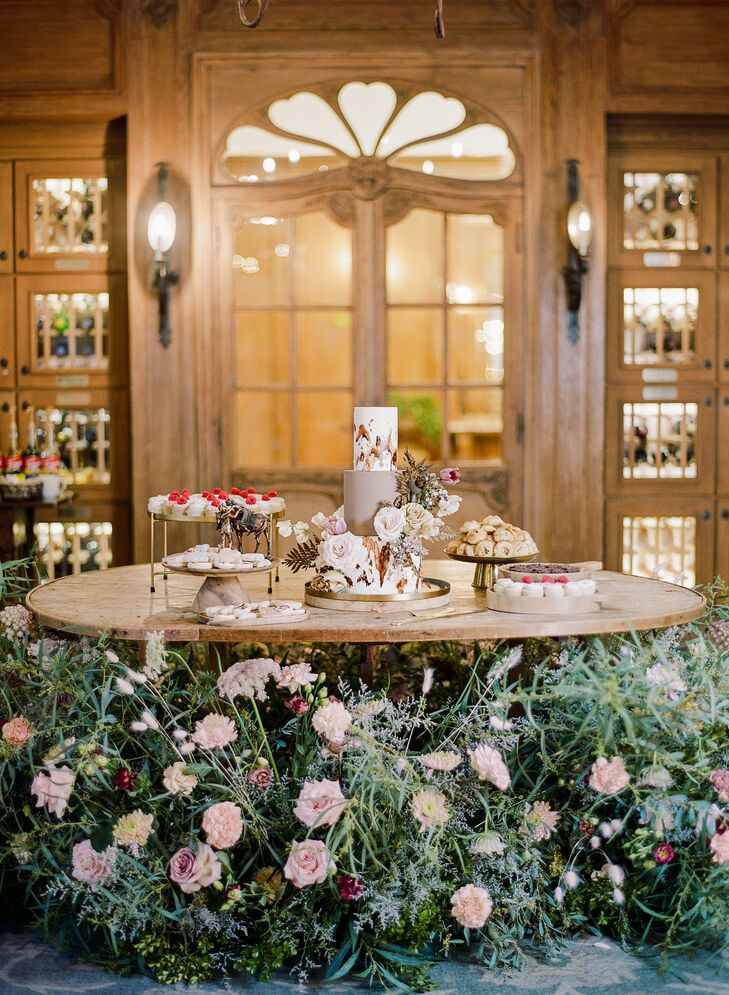 Cake Table for Rustic Reception at Vista Valley Country Club in California