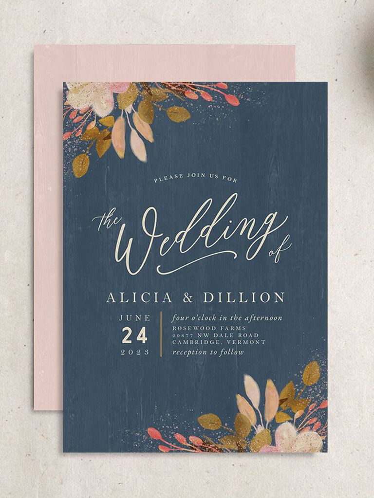 rustic fall wedding floral invite
