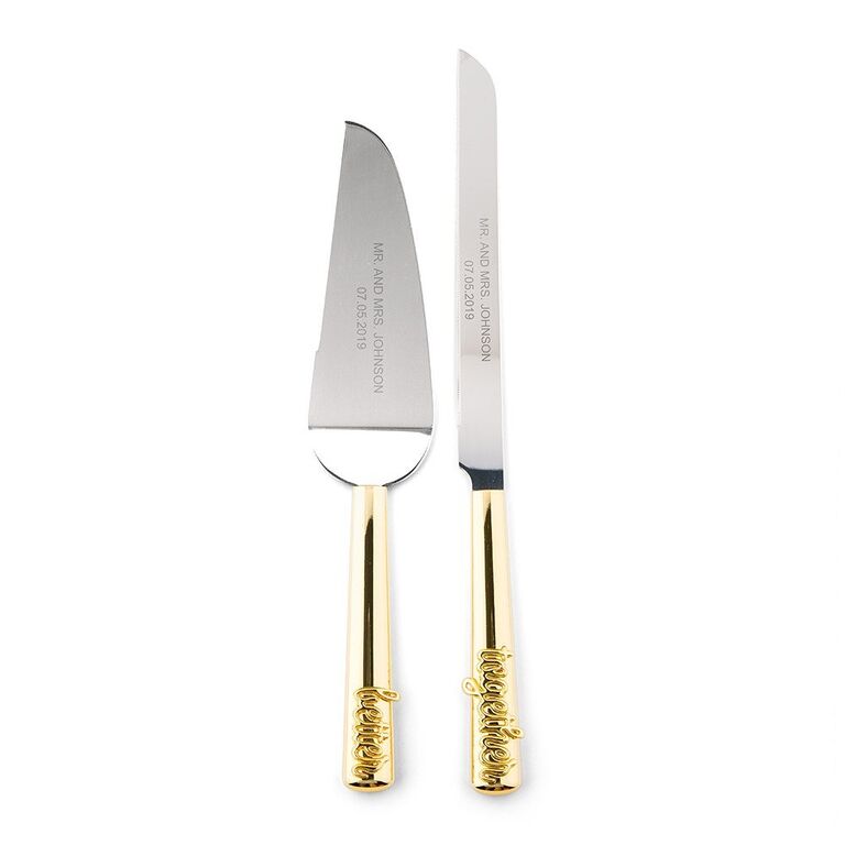 Better Together cake cutting set by The Knot Shop. 