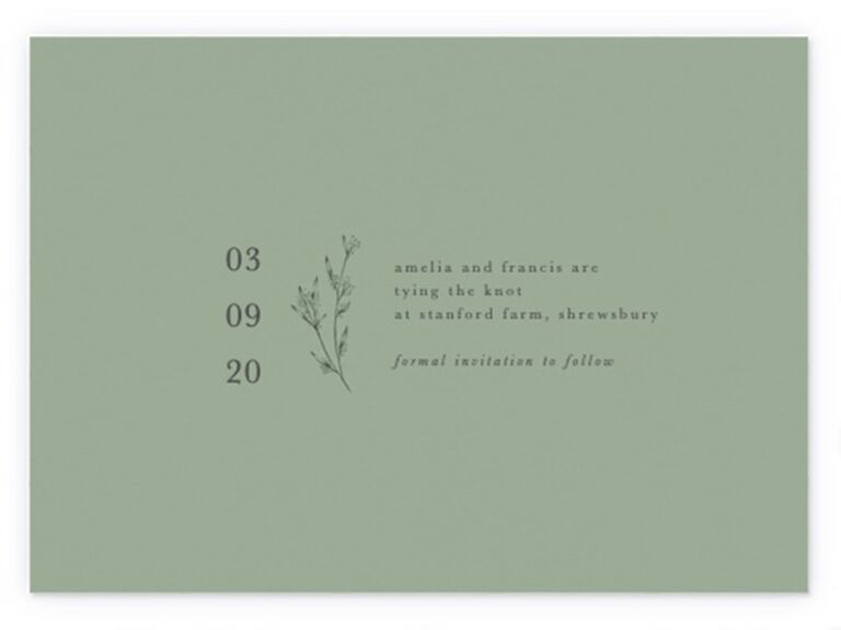 papier sage wildflower monogram simple save the date card