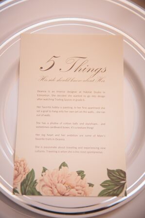 5 Things Place Setting Card