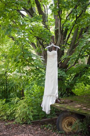 Bride's Wedding Dress With Lace Overlay