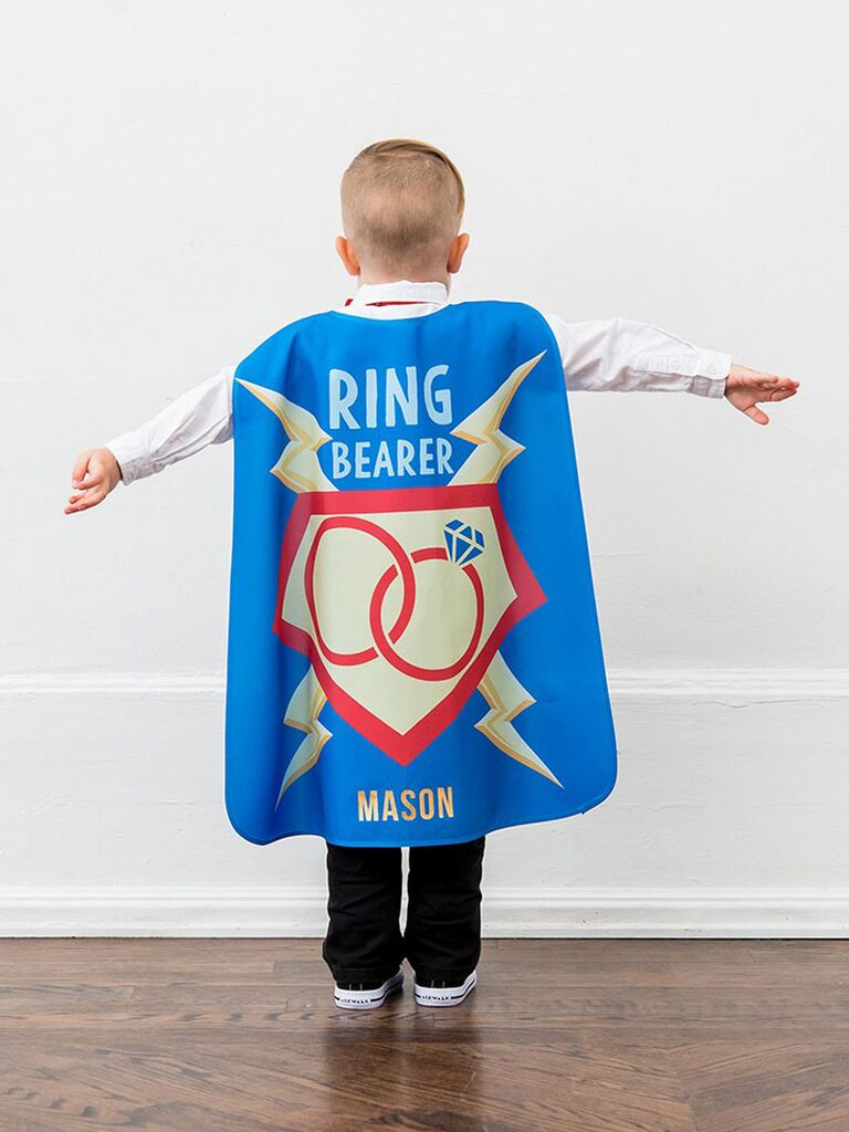 Personalized superhero cape ring bearer gift