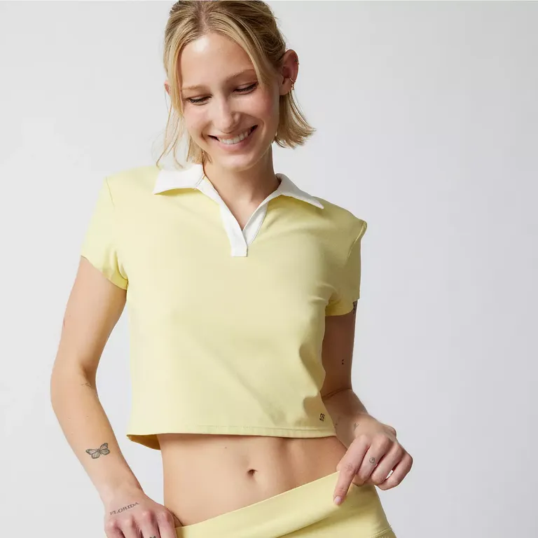 Yellow Polo Cropped Top for sporty bachelorette outfit