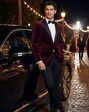 BLACKTIE LIAM Merlot Velvet Wedding Tuxedo Red Tuxedo - thumbnail - 5