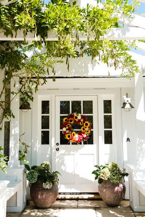 Cottage Reception with Colorful Wreath