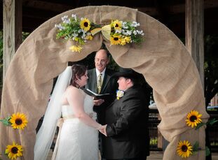Alisha Tinker (22 and a pharmacy technician) and Cody Smith (24 and an EMT) had a simple Southern wedding full of sunflowers and cowboy boots. The Gwi