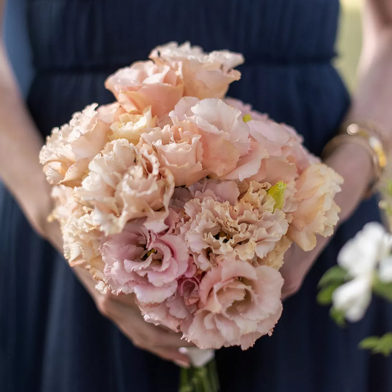 Pale pink Peach Lisianthus Wedding Bouquet
