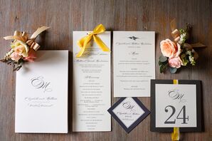 Simple, Chic Black and White Stationery With Yellow Accents