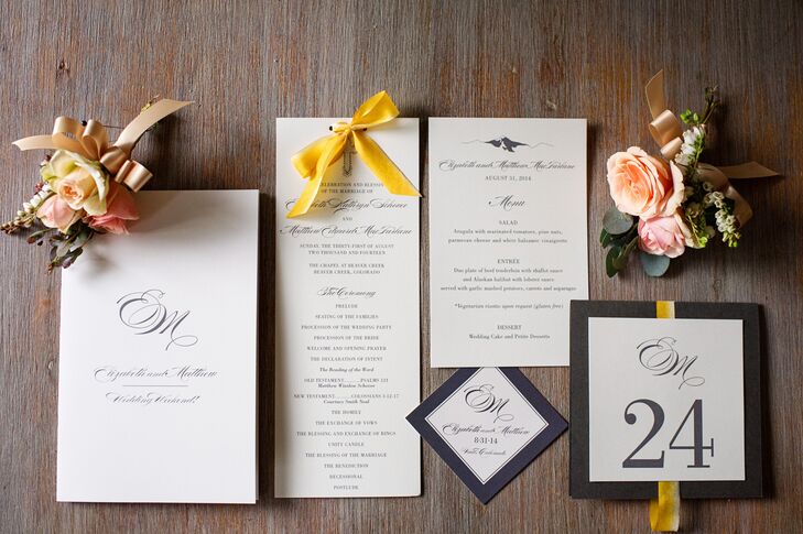 Simple, Chic Black and White Stationery With Yellow Accents