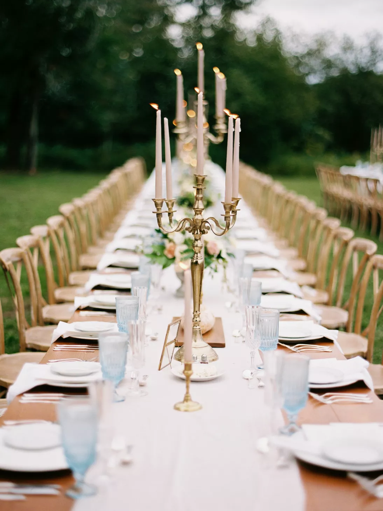 Gold candelabra wedding centerpieces for your Beauty and the Beast wedding