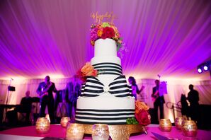 Black-and-White-Striped Wedding Cake