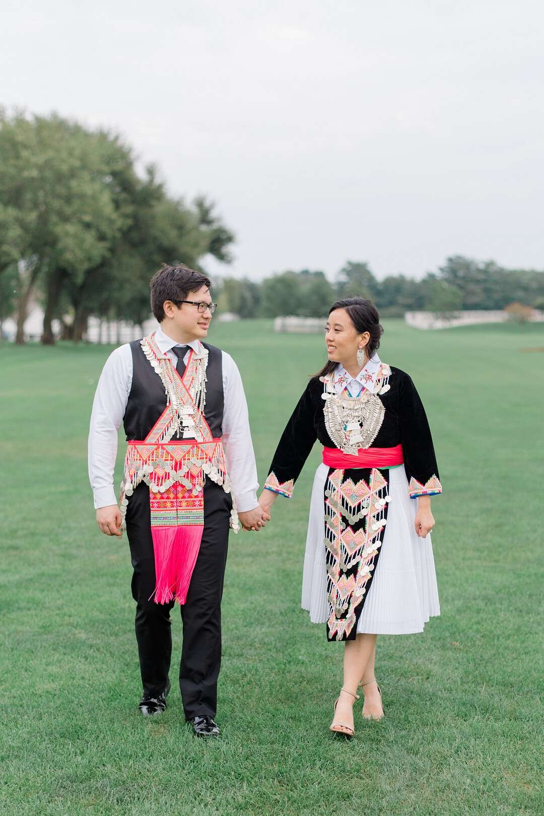 Bride and Groom with Traditional Hmong Outfits