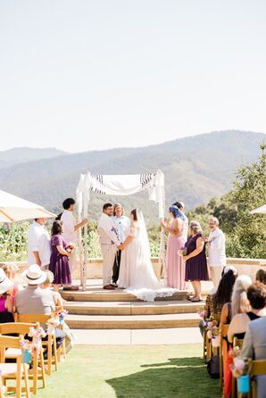 Couple Exchanging Jewish Wedding Vows Under Chuppah at Holman Ranch in Carmel Valley, California