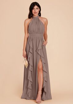 Birdy Grey Joyce Chiffon Dress in Toffee Halter Bridesmaid Dress