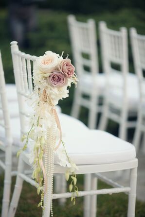 White Chiavari Chair with Garden Rose  Accent