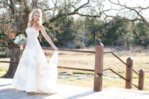 White A-Line Wedding Dress with Lace Applique