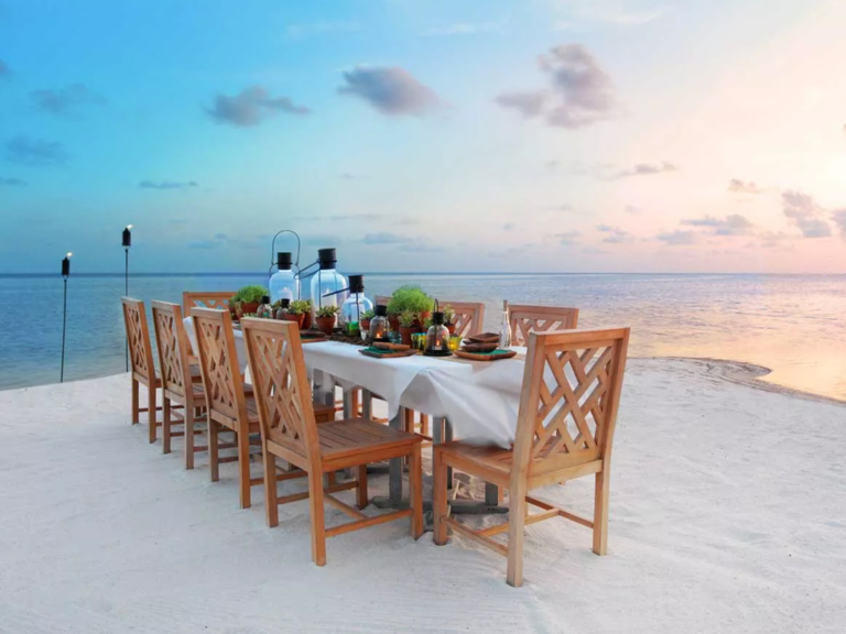 private outdoor dining setup at Little Palm Island Resort off of Little Torch Key, Florida