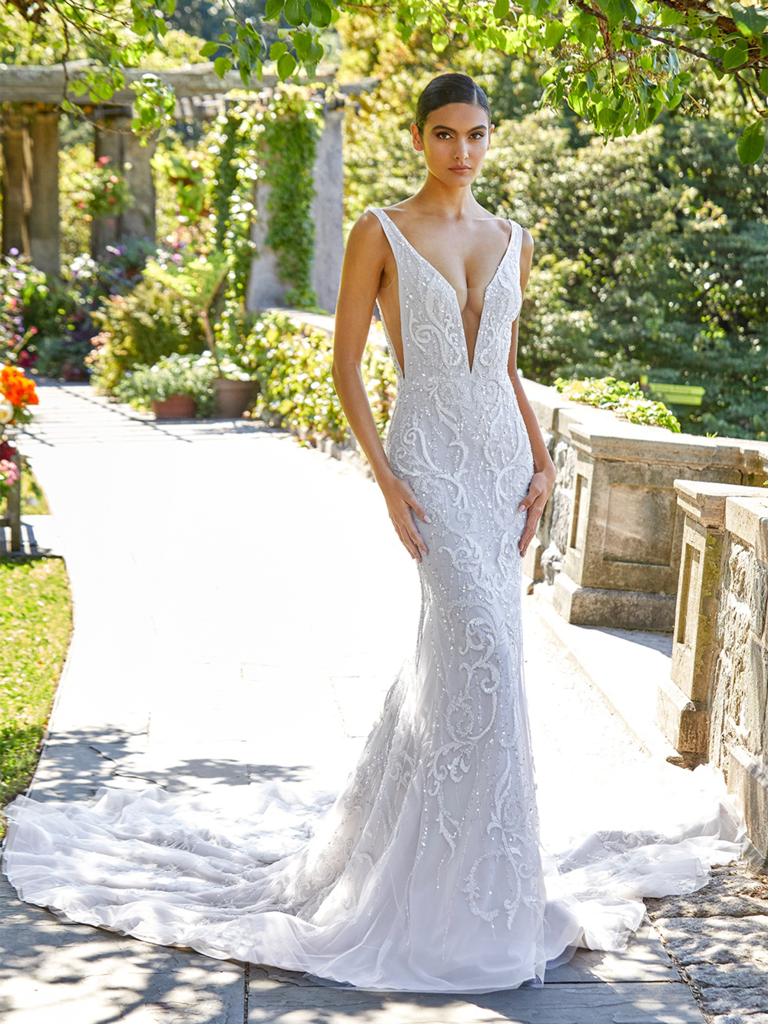 plunging v neck wedding dress