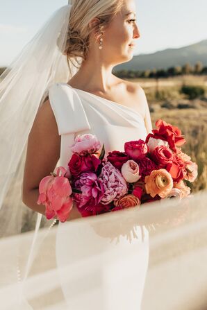 Vibrant Pink-and-Red Bouquet With Roses and Peonies