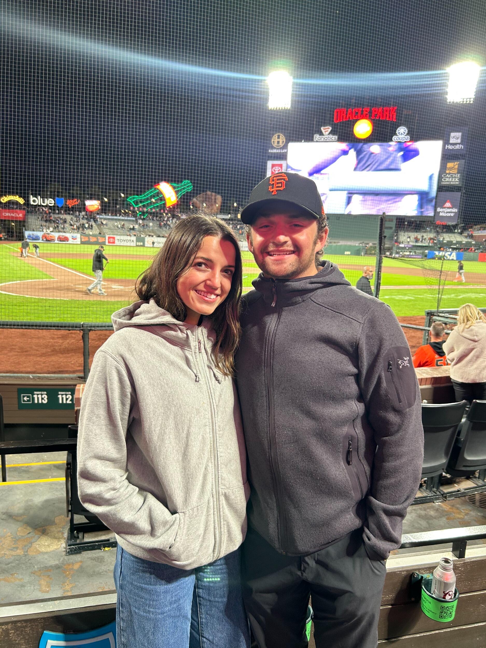 Giants game, poor Cara still doesn't realize how many baseball games are in her future
