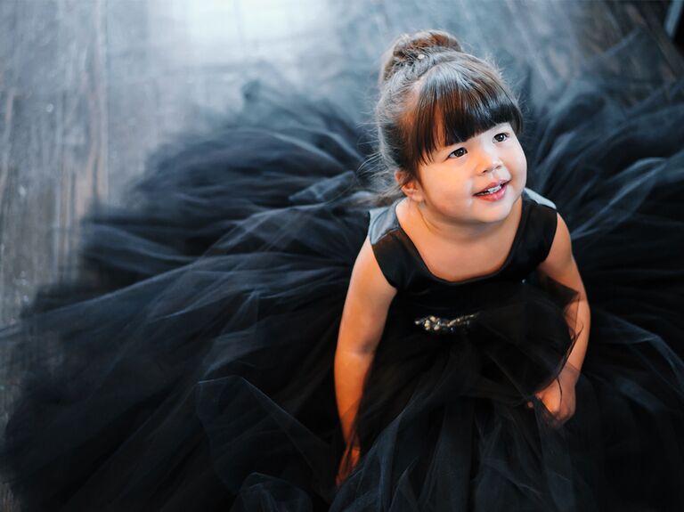 Black fairytale-themed flower girl dress