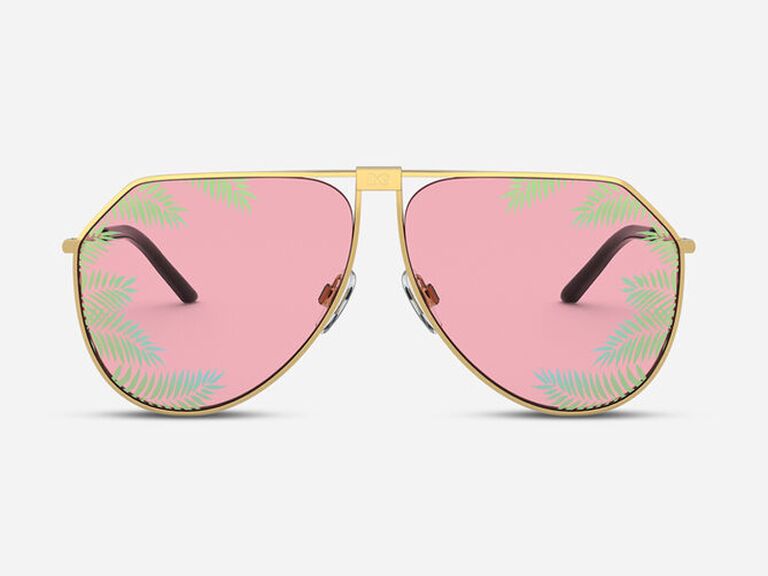 dolce and gabbana gold tropical bride sunglasses with pink lenses