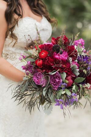 Red and Purple Bouquet with Greenery